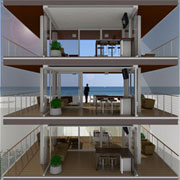 Vista sezione verso il mare (livelli 5, 6 e 7)